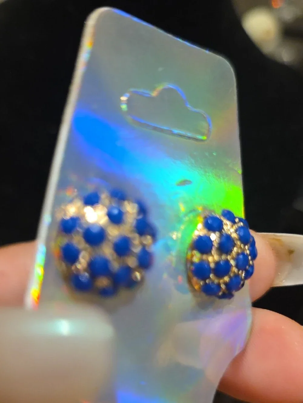 Blue Dome Cluster Stud Earrings by